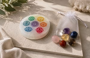 Chakra Charging Plate (8cm) & Crystals