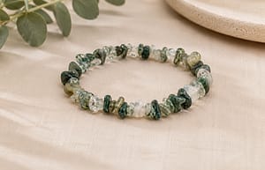 Gem Chip Stone Bracelet – Moss Agate