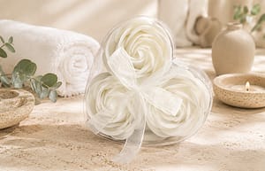 Soap Flower Heart Box (Set of 3) – White Roses