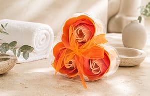 Soap Flower Heart Box (Set of 3) – Peach Roses