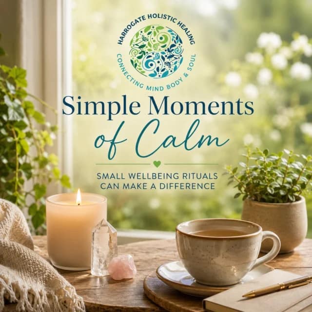 Small wellbeing tools can sometimes help create moments of calm during busy days.

This might include lighting a candle, holding a grounding crystal or simply creating a peaceful space where you can sit quietly for a few minutes.

These small practices can help signal to the body that it is safe to slow down and relax.

Wellbeing rituals do not need to be complicated — even the simplest moments of stillness can support balance.

Explore simple wellbeing tools at www.harrogateholistichealing.com.
Alternatively, feel free to browse the Hub for more wellbeing guidance at www.harrogateholistichealing.info.