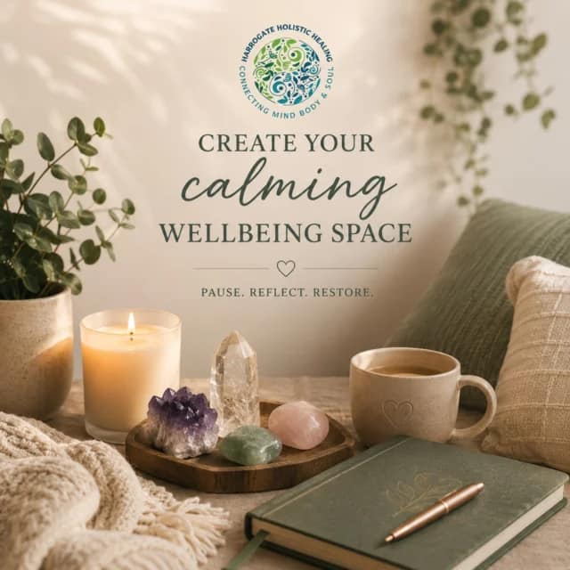Creating a calming wellbeing space at home can help support moments of rest and reflection.

This might include lighting a candle, placing a few crystals nearby or simply creating a quiet corner where you can pause for a few minutes.

These small environments can encourage the body and mind to slow down after a busy day.

A peaceful space can become a gentle reminder to take time for yourself and restore balance.

if you’d like more guidance on creating a sacred space, please visit the Hub at www.harrogateholistichealing.info.